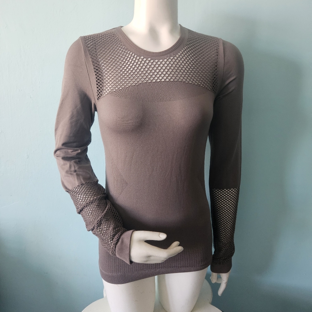 Adidas by Stella McCartney Brown Mesh Long Sleeve Top